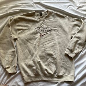 Tan Nike Hoodie Crewneck M Navy Unisex